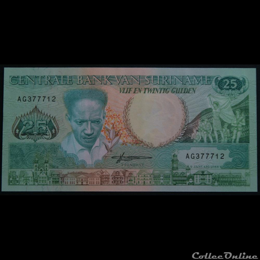 25 Gulden Suriname 1988 billets amerique du sud 25 gulden suriname 1988