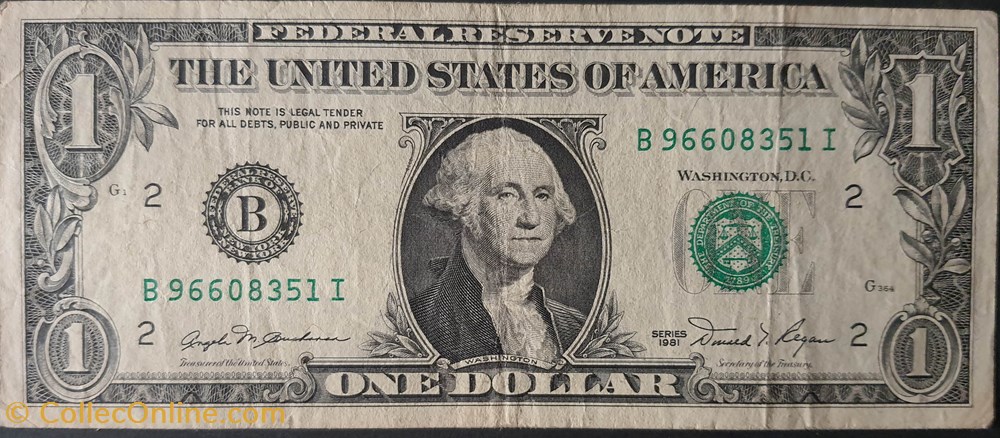 1 Dollars Type Washington 1981 billets amerique du nord etats unis 1 dollars type washington 1981