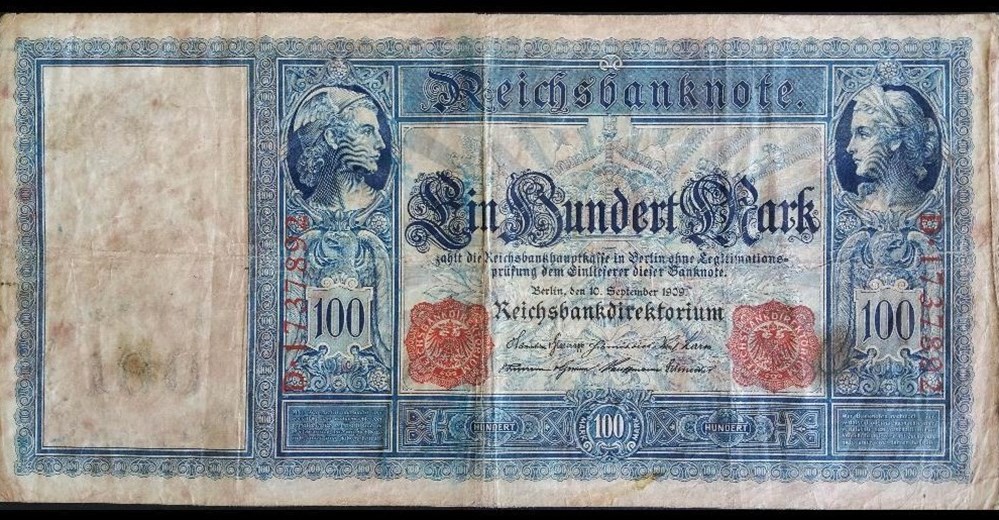 100 Mark 1909 billets europe allemagne 100 mark 1909