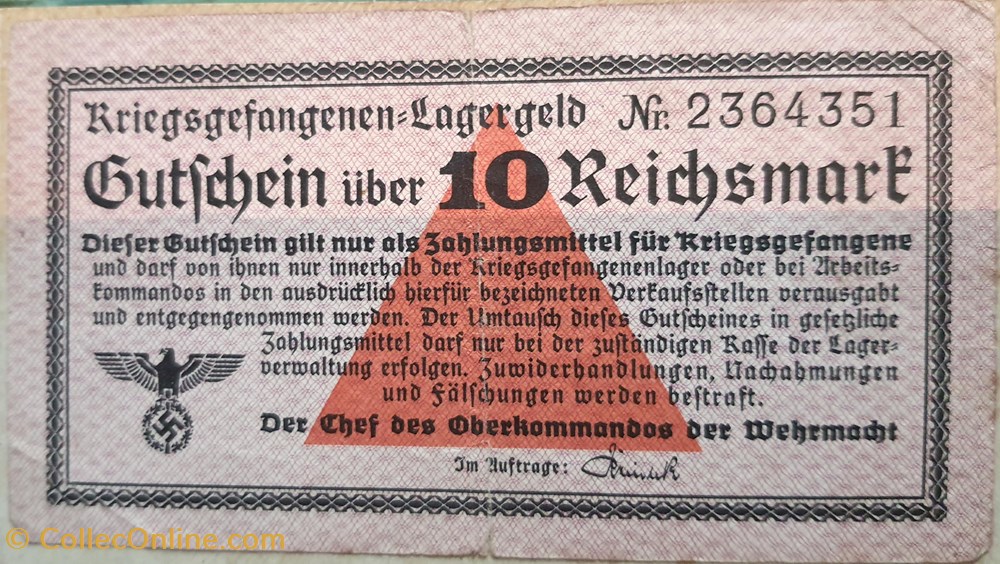 10 Reichsmartk 1939-1945 billets europe allemagne 10 reichsmartk 1939 1945