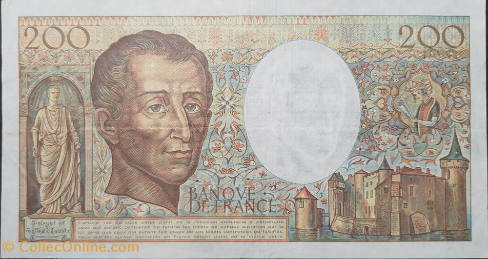 billets europe france deux cent francs 1987