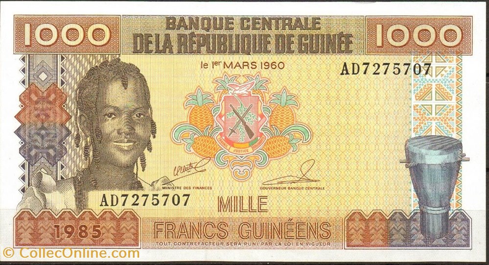 1000 francs billets afrique guinee 1000 francs
