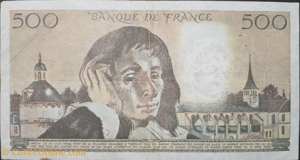 500 Francs Pascal 8-1-1987 billets europe france 500 francs pascal 8 1 1987