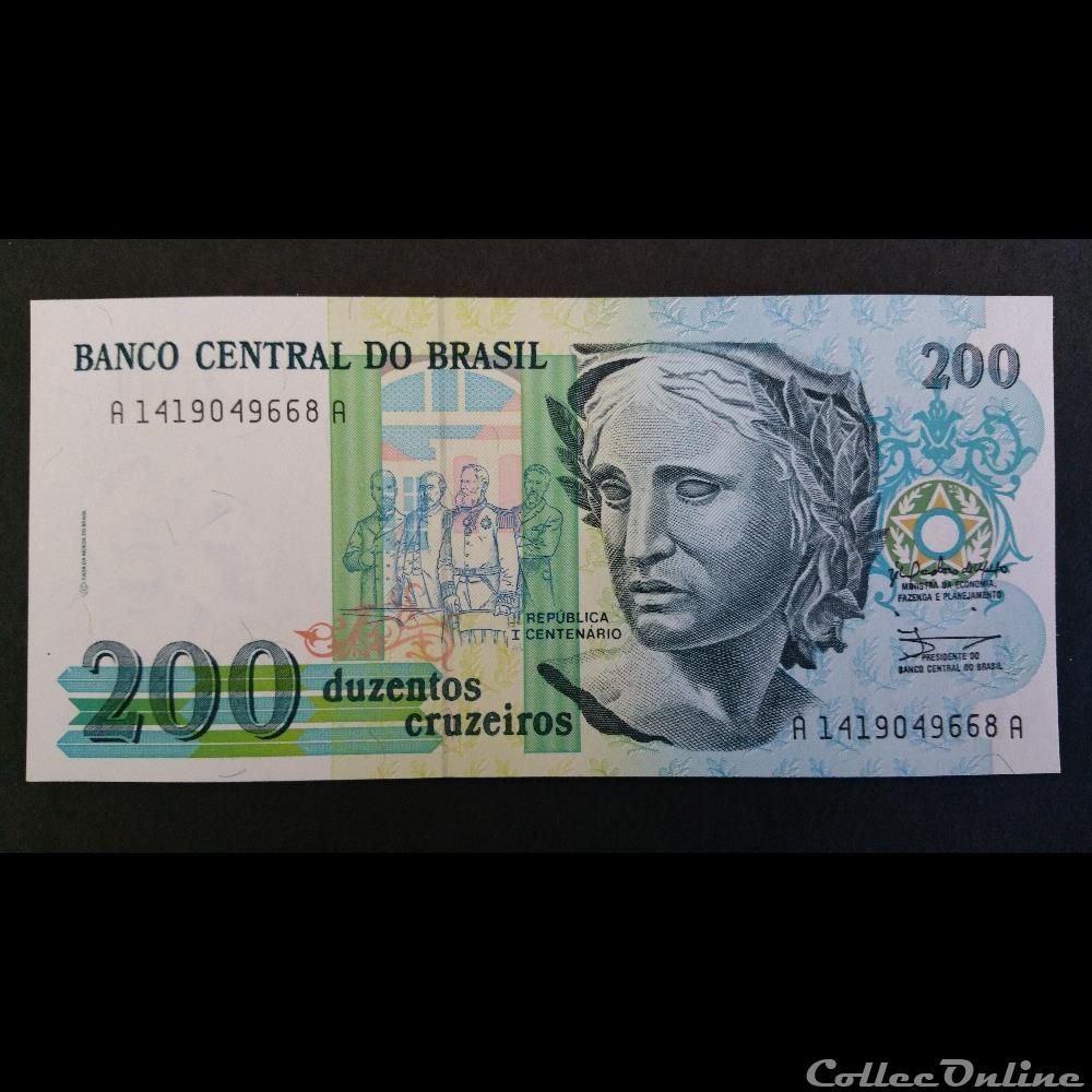 50 Cruzados Novos ÉMISSION COMMÉMORATIVE DE 1989 billet amerique du sud bresil 50 cruzados novos emission commemorative de 1989
