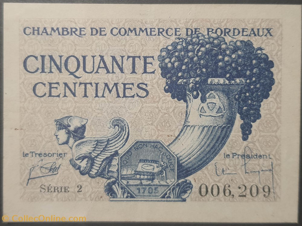billets europe france chambre de commerce de bordeau 50 centimes