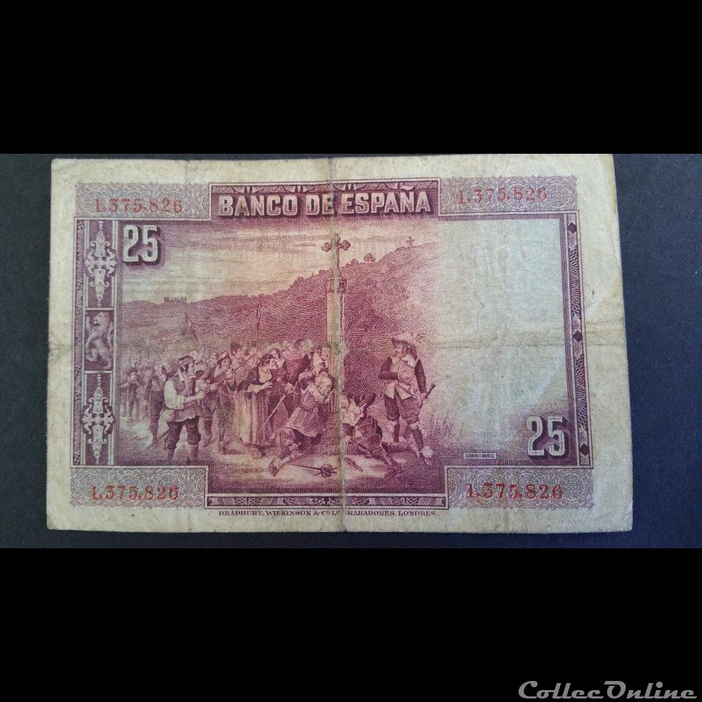 billet espagne republique du congo 25 pesetas 1928