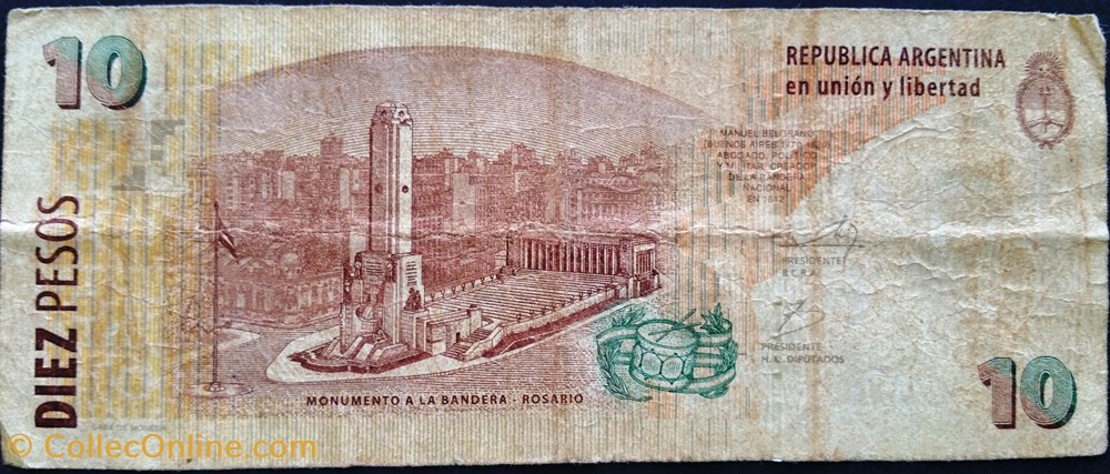 10 Pesos General Manuel Belgrano - 2003 billets amerique du sud argentine 10 pesos general manuel belgrano 2003