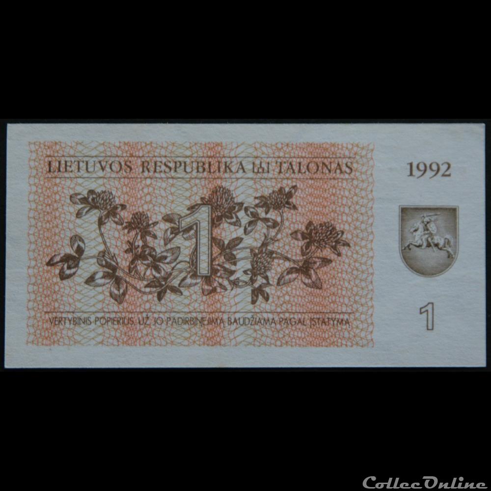 1 talonas 1992 billets europe lituanie 1 talonas 1992