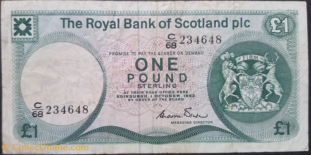 1 Pound Ecosse 01-10-1983 billets europe royaume uni 1 pound ecosse 01 10 1983