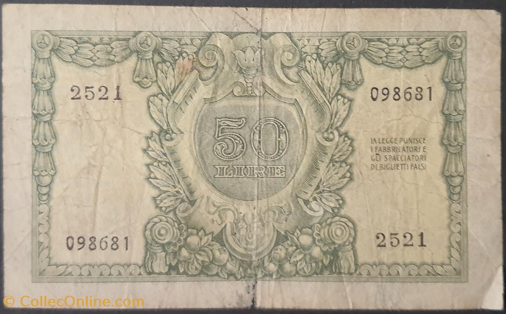 billets europe italie 50 lire 1951