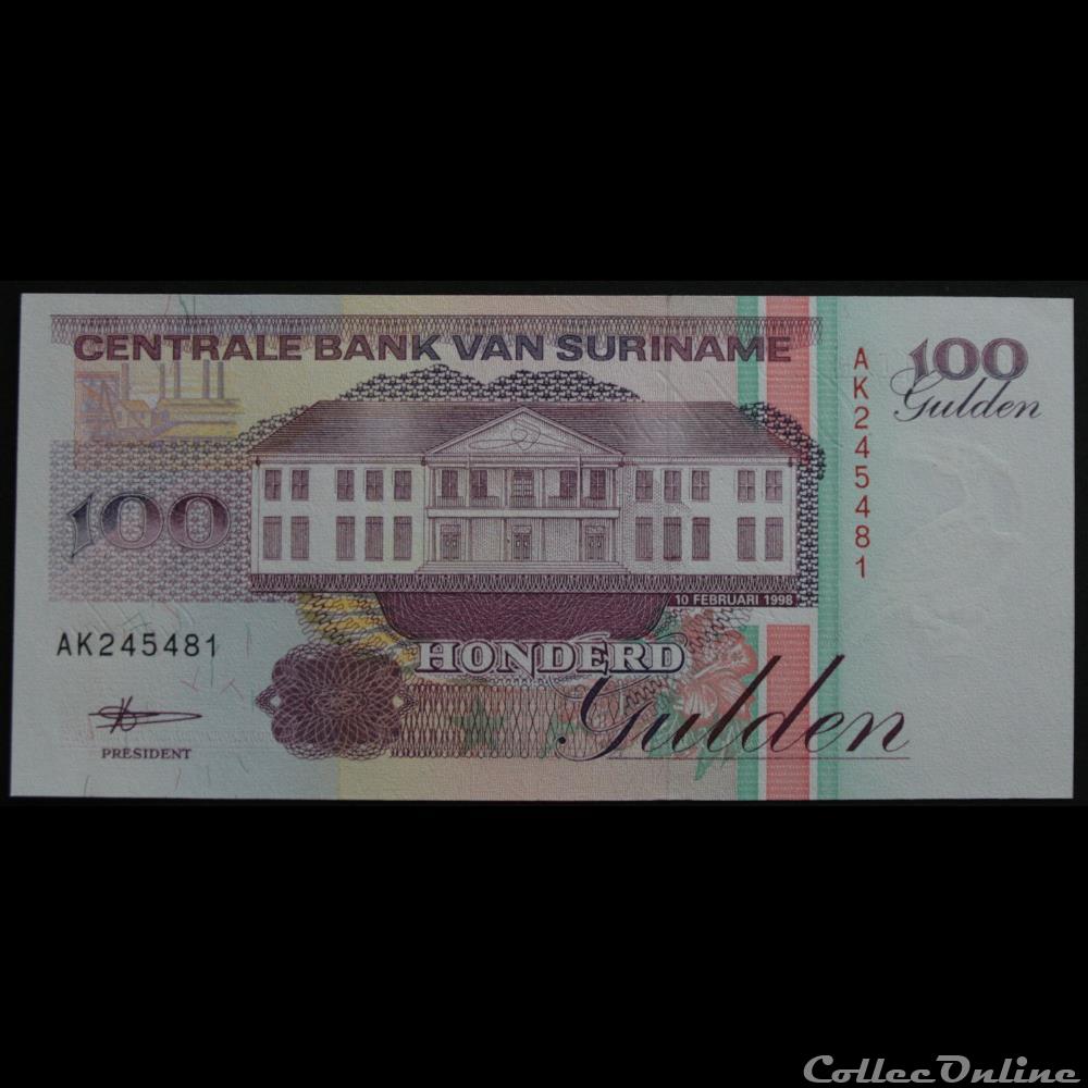 100 Gulden Suriname 1998 billets amerique du sud 100 gulden suriname 1998