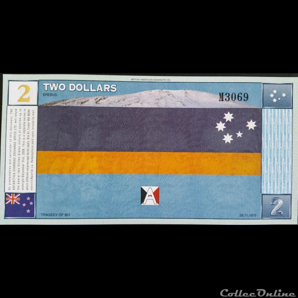 2 dollars Antarctica 1999 billet afrique du sud 2 dollars antarctica 1999