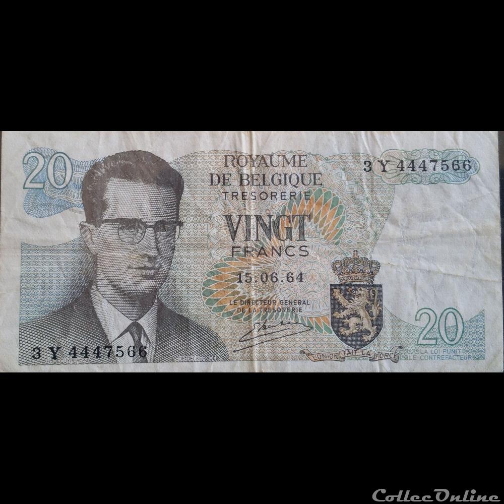billet belgique diver 20 francs belge 15 06 64