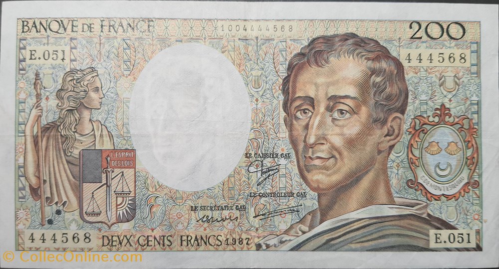 billets europe france deux cent francs 1987