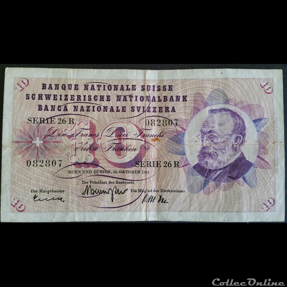 10 Francs Suisse 19-10-1961 billet amerique du nord turquie 10 francs suisse 19 10 1961