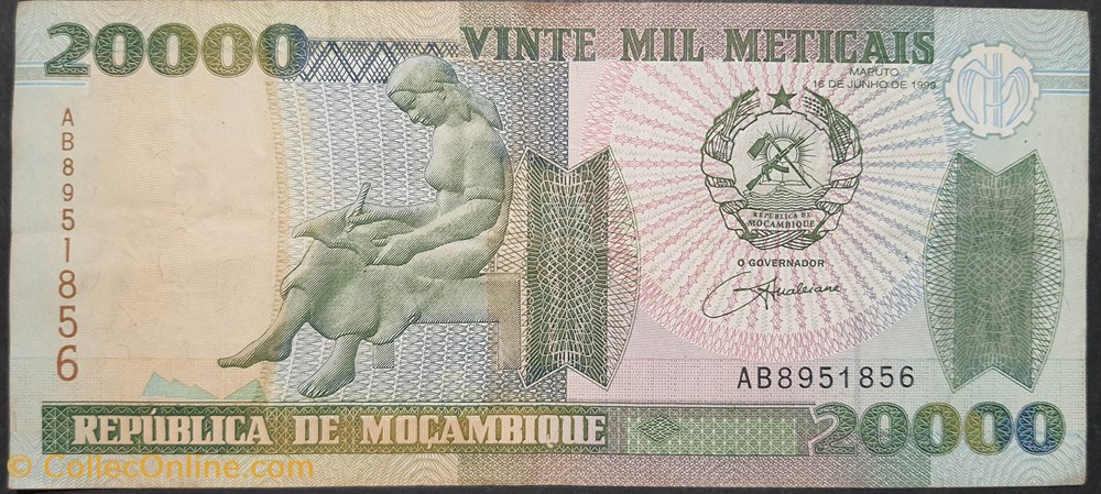 20 000 Meticais type 1999 billets afrique mozambique 20 000 meticais type 1999
