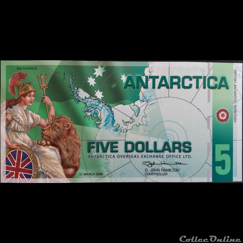 billet afrique nigerium 5 dollars antarctica 1988
