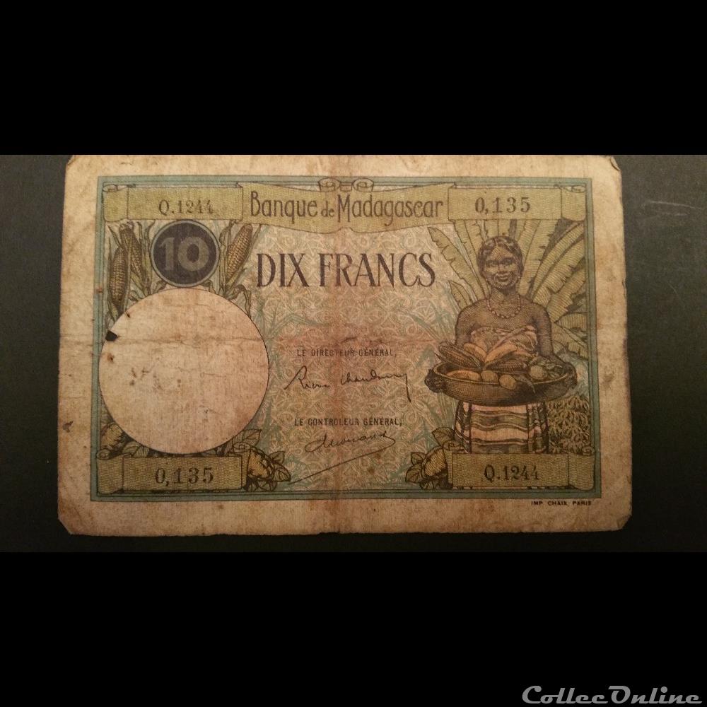 10 Francs Malgache 1937 billets afrique madagascar 10 francs malgache 1937