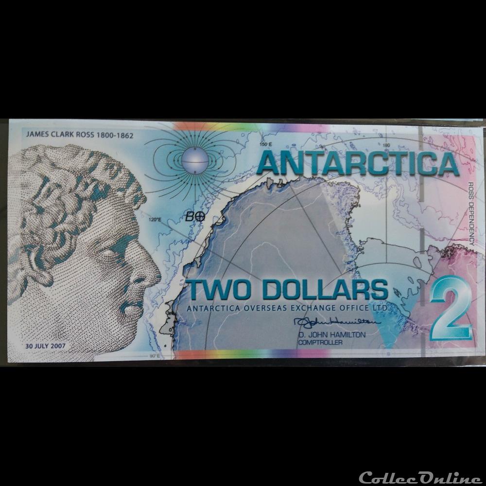 billet amerique du sud argentine 2 dollars antarctica 2007