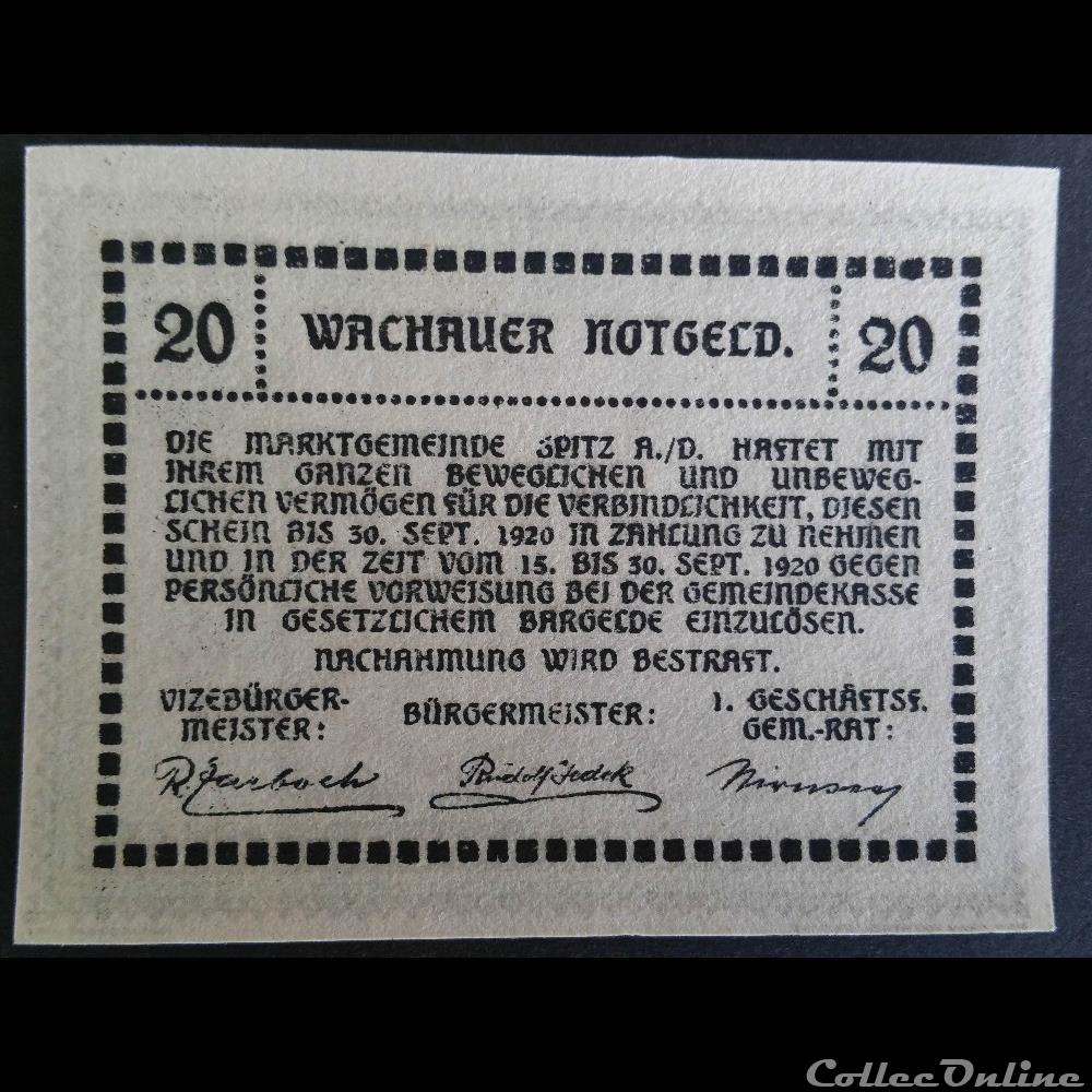 billet europe autriche 20 heller wachauer motgeld