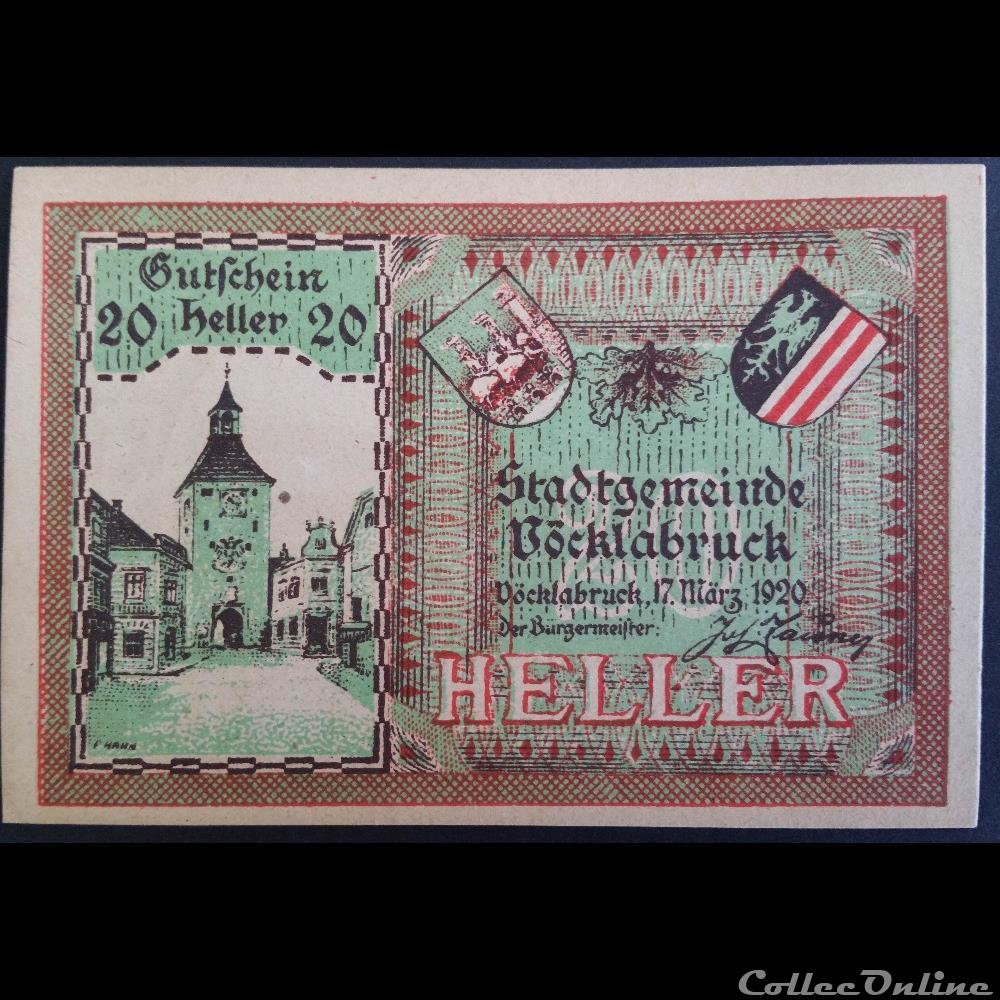 20 Heller 1920 billet europe autriche 20 heller 1920