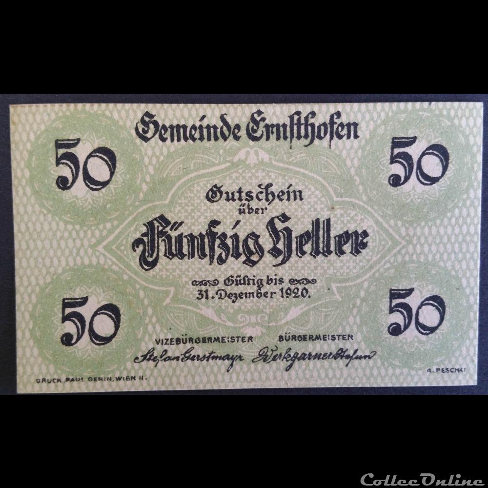 50 HELLER 31-DEC 1920 billet europe autriche 50 heller 31 dec 1920