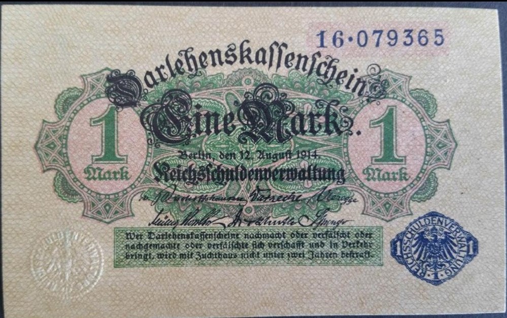 1Mark 1914 billets europe allemagne 1mark 1914