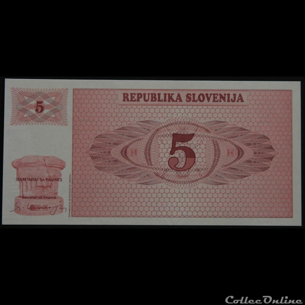 billets europe slovenie 5 tolarja 1990