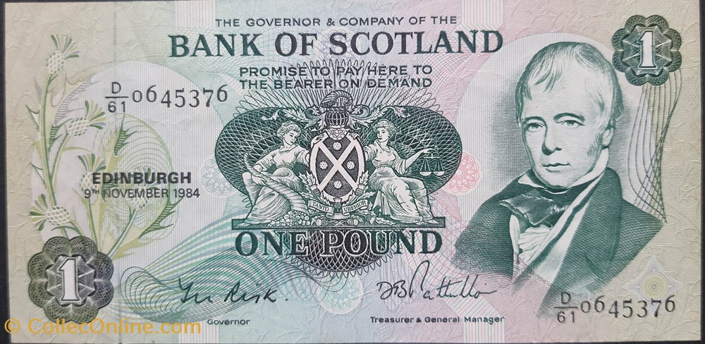 1 Pound Ecosse 09-11-1984 billets europe royaume uni 1 pound ecosse 09 11 1984