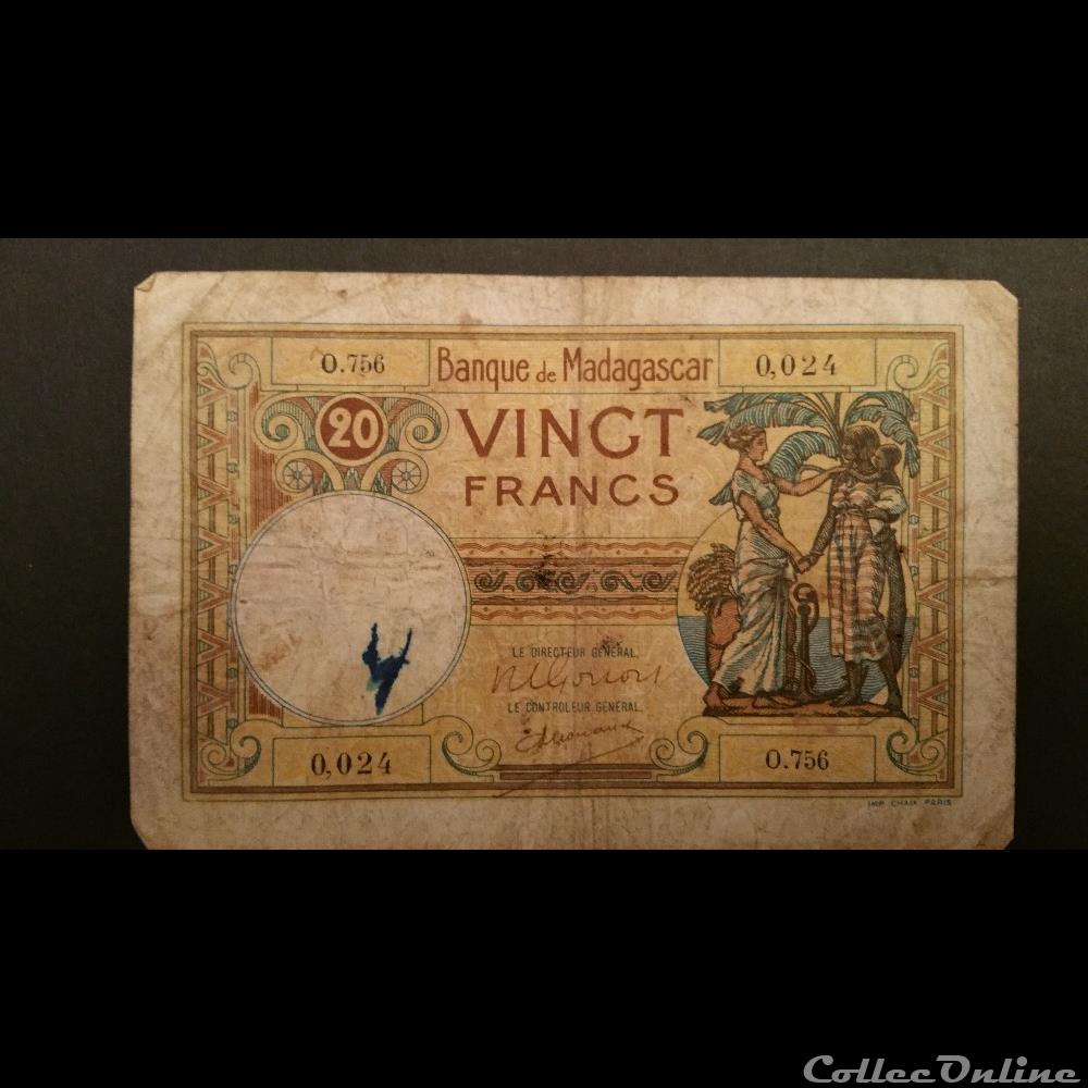 20 Francs Malgache 1927 billets afrique madagascar 20 francs malgache 1927