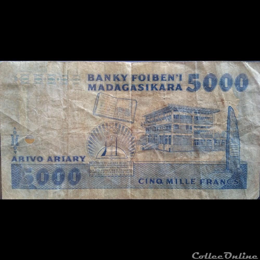 5000 Francs billets afrique madagascar 5000 francs