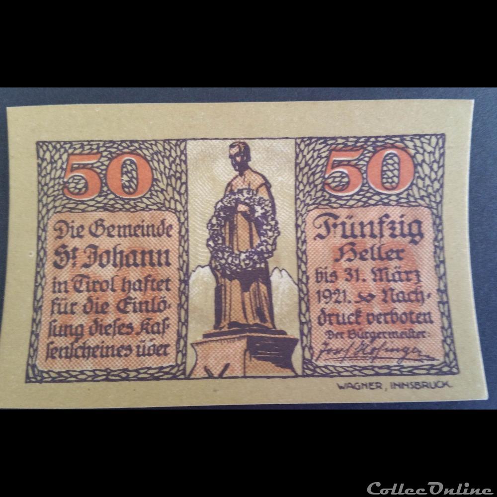 50 Heller31-03-1921 billet europe autriche 50 heller31 03 1921