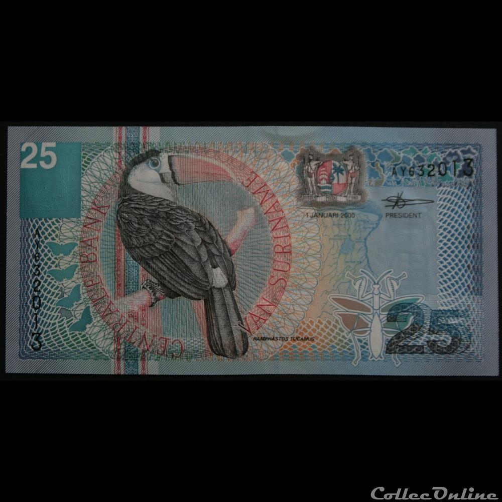 25 Gulden Suriname 2000 billets amerique du sud 25 gulden suriname 2000