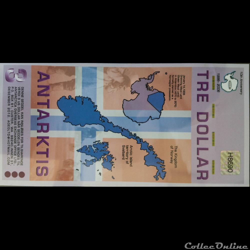 3 dollars Antarctica 2007 billet afrique du sud 3 dollars antarctica 2007