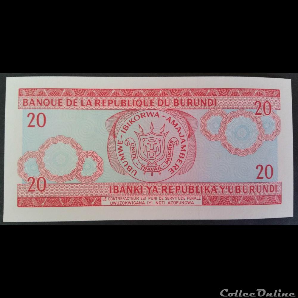 billet afrique burundi 20 francs burundais 01 11 2007
