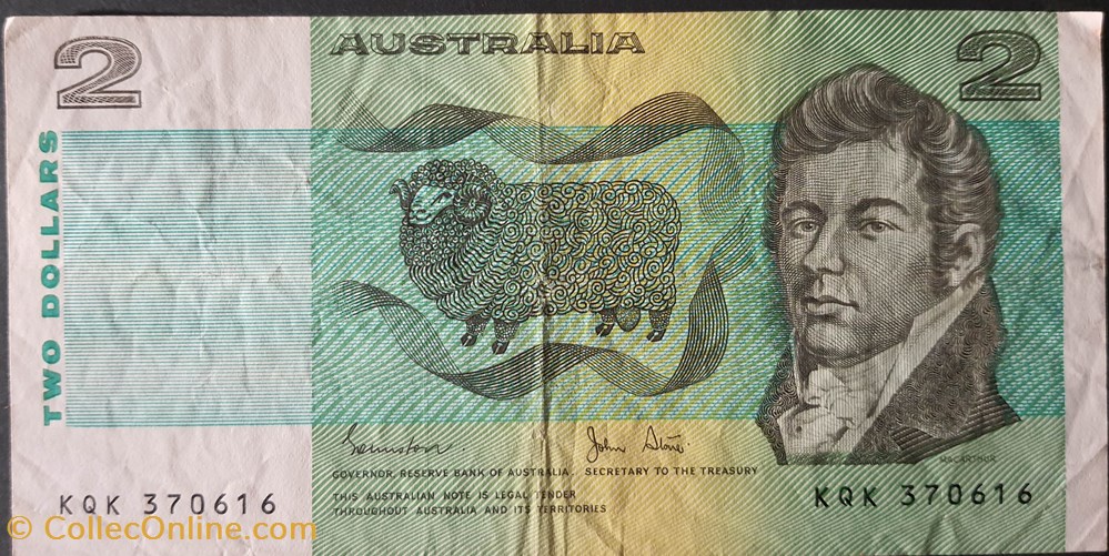2 Dollars 1985 billets oceanie australie 2 dollars 1985