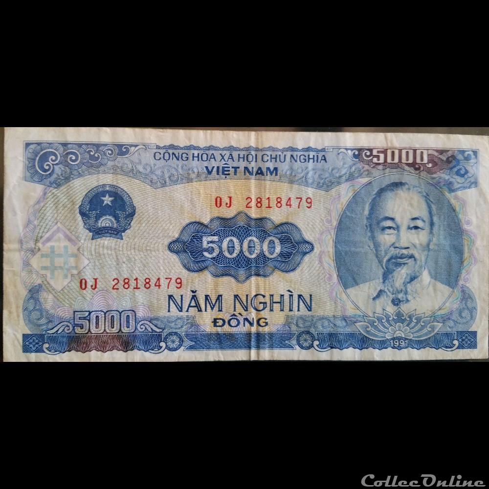 5000 Dong 1991 billets asie vietnam 5000 dong 1991