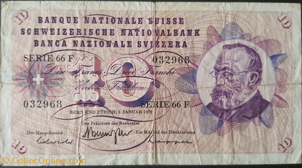 10 Francs Suisse 02-01-1970 billets europe 10 francs suisse 02 01 1970