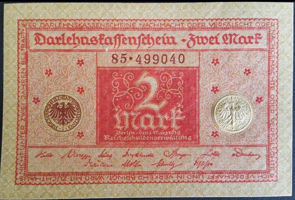 2 Mark +- 1920 billets europe allemagne 2 mark 1920