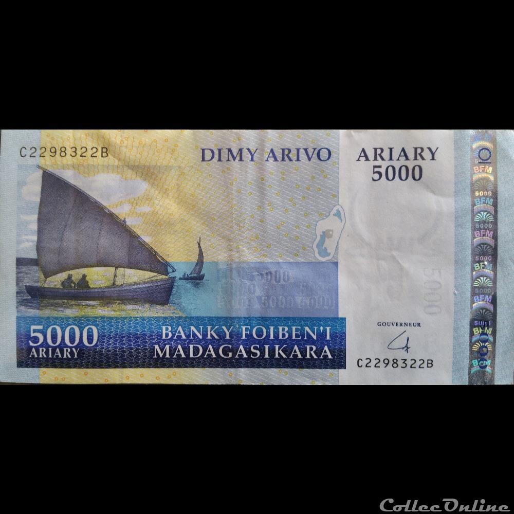 5000 Ariary billets afrique madagascar 5000 ariary