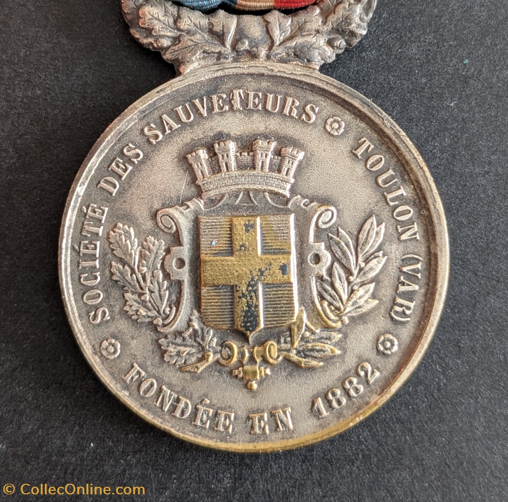 Médaille de la société des sauveteurs de Toulon 2 medailles france medaille de la societe des sauveteurs de toulon