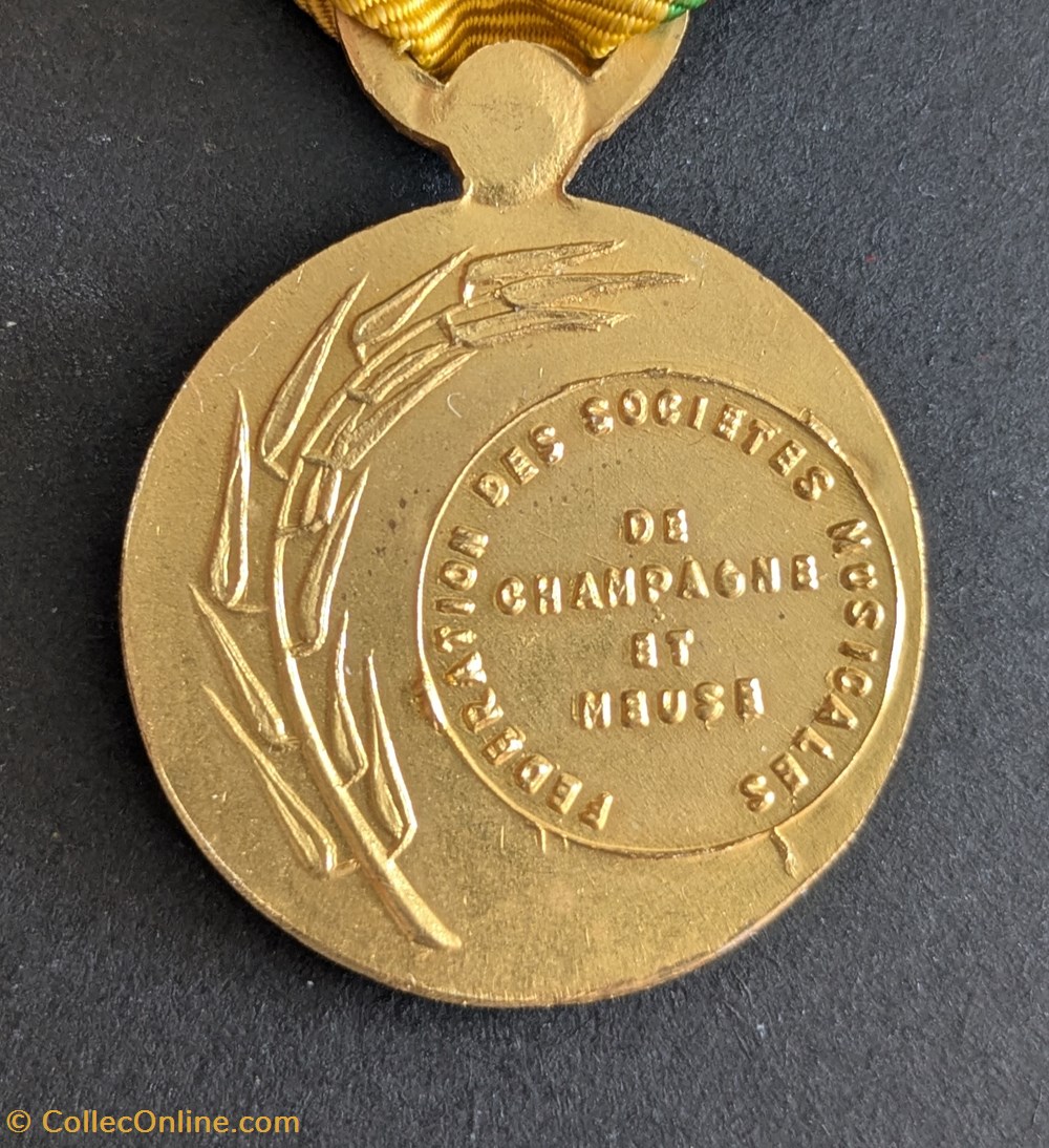 Médaille de la fédération des sociétés musicales de Champagne et Meuse medailles medaille de la federation des societes musicales de champagne et meuse