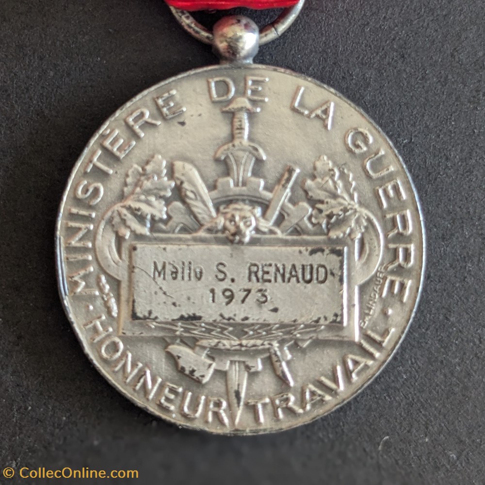 AGD - Médaille d'Honneur du travail du ministère de la Guerre medailles france agd medaille honneur du travail du ministere de la guerre