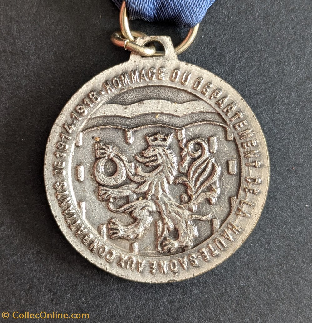 Médaille départementale du 50ème anniversaire de l'Armistice de la 1ère GM - HAUTE-SAÔNE medailles medaille departementale du 50eme anniversaire de armistice de la 1ere gm haute saone
