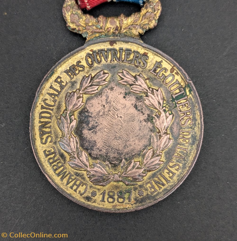 medailles medaille de la chambre syndicale des ouvriers egoutiers de paris