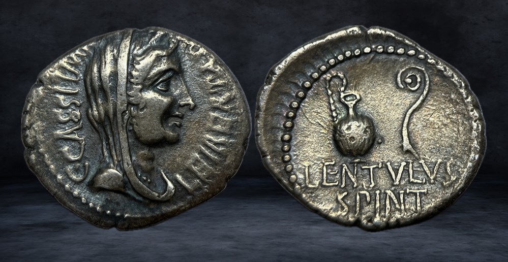 C. CASSIUS LONGINUS (43-42 BC) coins ancient to romans imperial and republican c cassius longinus 43 42 bc