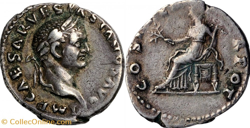moedas antigas b romanos imperiais republicanos rc02002285 vespasianvs ar denarivs roma 70 ad