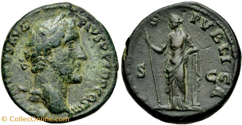 RC02004313 - ANTONINVS PIVS Avg - Cu AS - ROMA; 142 AD moedas antigas b romanos imperiais e republicanos rc02004313 antoninvs pivs avg cu as roma 142 ad