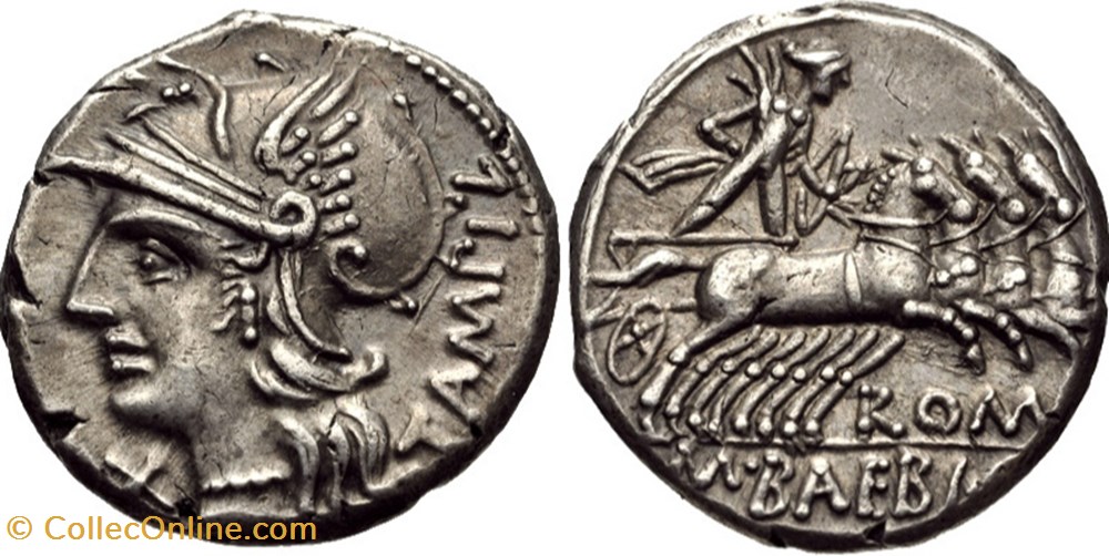 RA300113 - Denario Republica M. Baebius Q.f. Tampilus moedas antigas romanos imperiais republicanos ra300113 denario republica m baebius q f tampilus