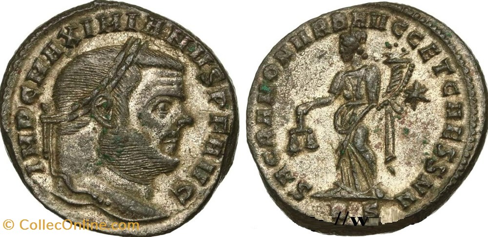 moedas antigas romanos imperiais republicanos rc09013292 maximianvs hercvles bi follis roma 302 303